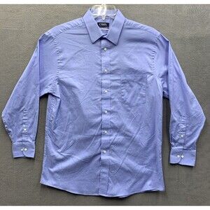 Chaps Button Up Shirt Mens Stretch Collar Wrinkle Free Regular Fit Blue Sz 16.5